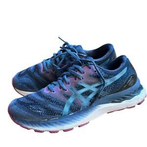 Asics Gel Nimbus 23 Womens Size 9.5 Blue Pink Comfort Running Shoes Sneakers